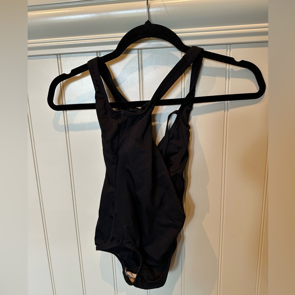 PREMIER COLLECTION Small Adult Black Body Suit Open Back Crossover Straps